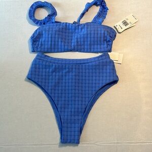 Raisins Small Bikini 2-piece Tulum Bra and Tropics Pant in blue NWT